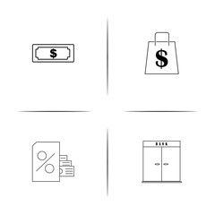 Banking, Finance And Money simple linear icon set.Simple outline icons