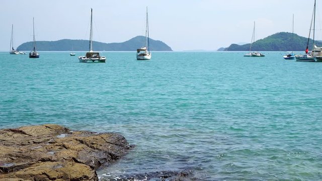 Yachts in the tropical island beautiful sea in summer season