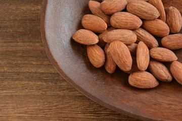 almonds on a wooden background



