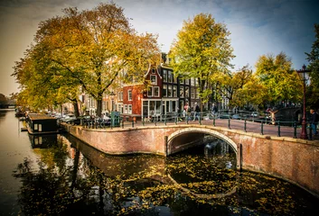 Foto op Aluminium Beautiful canals in Amsterdam, the Netherlands © Melinda Nagy