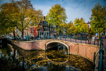 Naklejka premium Beautiful canals in Amsterdam, the Netherlands