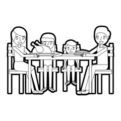 family smiling gathered sitting for dinner