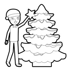 happy dad holding the star christmas tree decoration