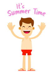 Men In Red Shorts Ready For Summer Time