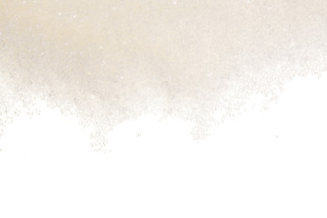 Heap of granulated sugar isolated on white background. Top view. Flat lay