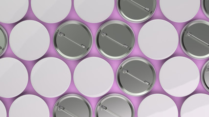 Blank white badges on purple background