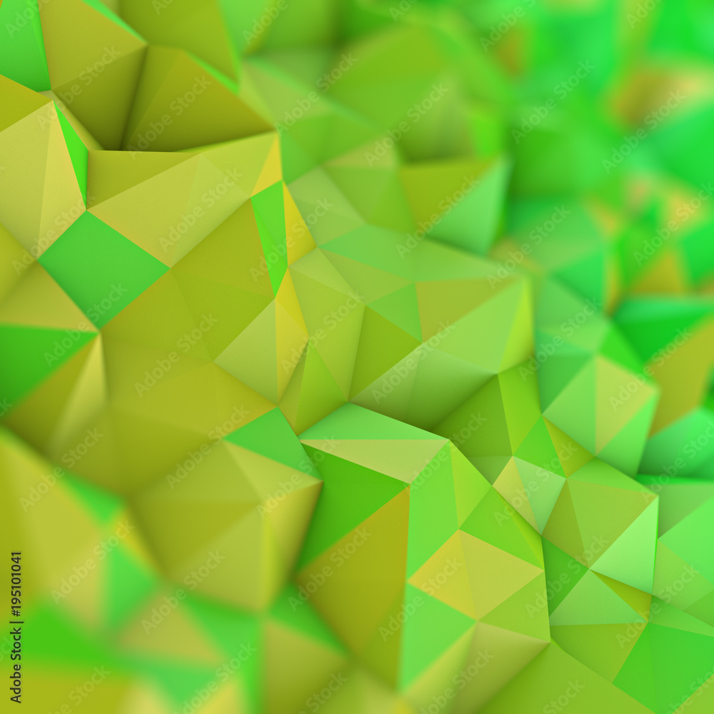 Poster yellow green gradient low poly geometric surface abstract 3d rendering