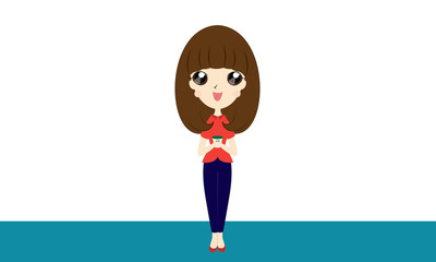 Cute working woman cartoon vector