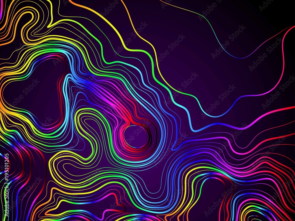 Poster abstract colorful topographic contours lines of mountains background. topography map art curve drawi