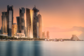 Skyline of West Bay and Doha City Center, Qatar