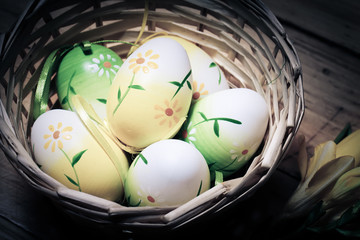 easter background with eggs