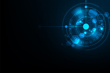 Vector background in the concept of technology on a dark blue background.