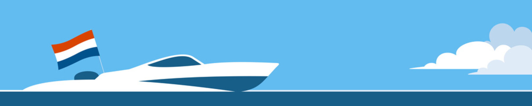 Motor boat with netherlands flag