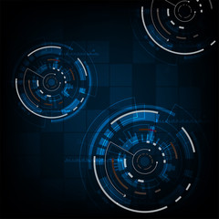 Vector background in technology concept on dark blue background.