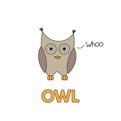 Cartoon Owl Flashcard for Children