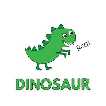 Cartoon Dinosaur Flashcard for Children