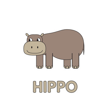 Cartoon Hippo Flashcard for Children