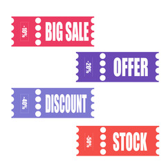 Vector tickets, banner, label Coupon sale, offers and promotions vector template