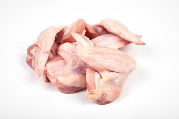 Raw chicken wings isolated on white background