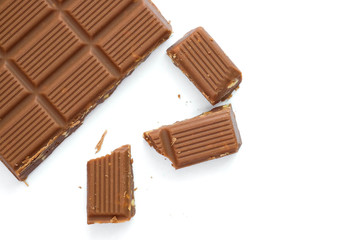 chocolate on white background.Snack ideas