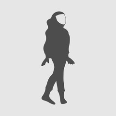 Astronaut in spacesuit. Monochrome silhouette. Fantastic person