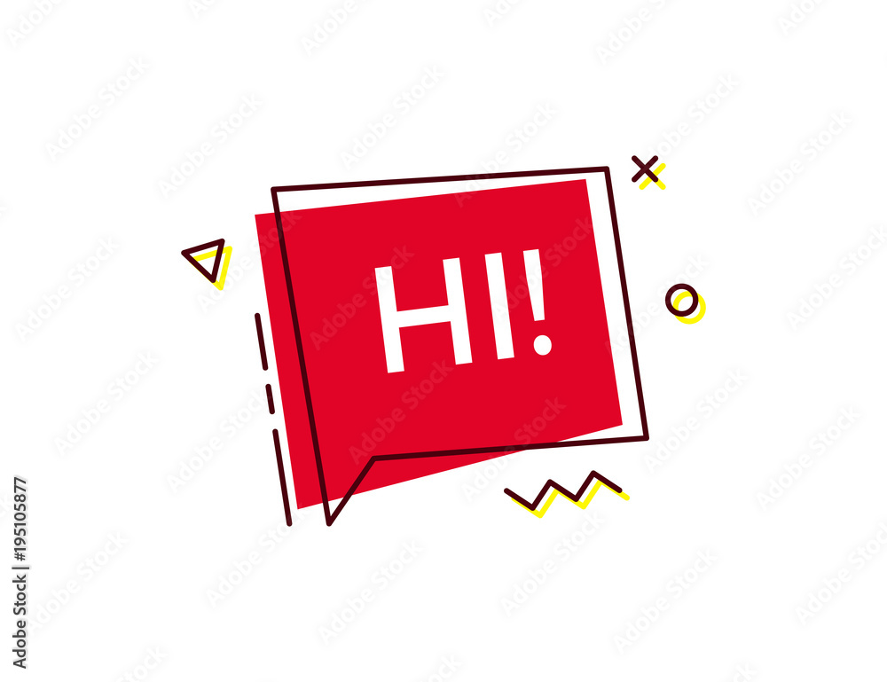 Poster speech bubble chat icon in trendy geometric style for communication, greetings, fun. vector design t