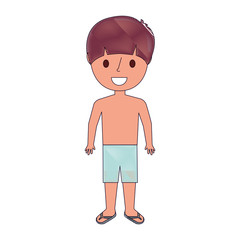 happy little boy wearing swimsuit