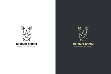 Stylized geometric Rhinoceros head illustration. Vector icon tribal rhino design. © Pedro