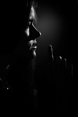 gesture finger secret girl concept