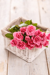 Still life with pink roses