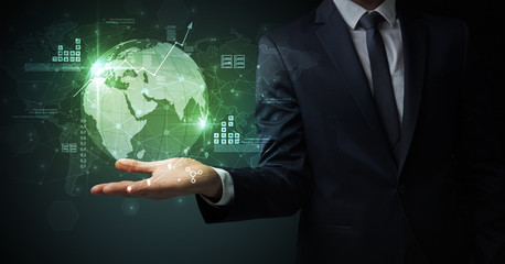 Global internet using concept with businessman