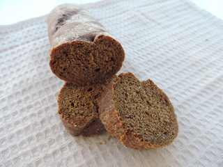 rye bread with milk on a napkin