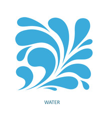Fototapeta na wymiar Water Wave Logo abstract design. Cosmetics Surf Sport Logotype concept. Square aqua icon. 