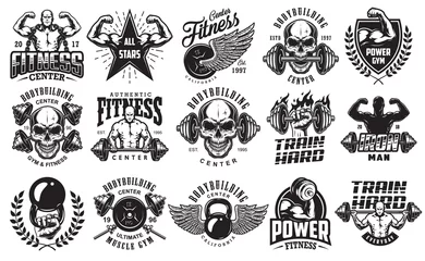 Foto op Plexiglas Set of bodybuilding emblems © DGIM studio