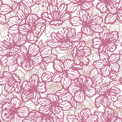 Sakura Pattern. Floral Background with Blossoming Cherry for Fliers Posters Cards. Vector Illustration
