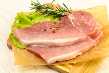 Raw pork steak