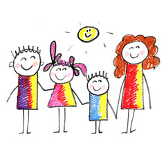 Kindegraten and school children. Kids drawing. Happy cartoon childen play and study. Colorul illustration. Imagination and exploration.