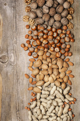 Variety nuts on old wood