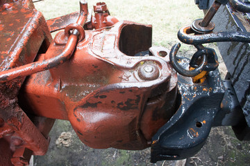 Vintage Railway car connection Red rusted link