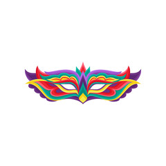 Bright colored mask for masquerade costume. Accessory for carnival party. Mardi Gras holiday. Colorful flat vector design for greeting card or invitation