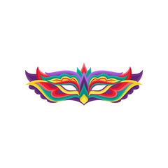 Bright colored mask for masquerade costume. Accessory for carnival party. Mardi Gras holiday. Colorful flat vector design for greeting card or invitation