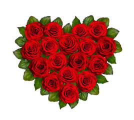 Heart of red rose. Isolated on white background
