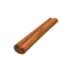 Detailed illustration rolled cinnamon stick. Aromatic spice for dishes. Cuisine theme. Cooking and aromatherapy ingredient. Decorative vector element