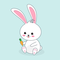 Happy Easter rabbit, white cute Bunny