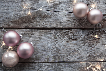 Christmas decorations on a wooden table