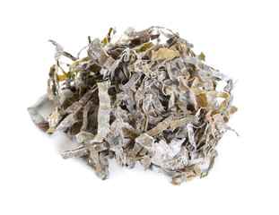 Heaps of dried kelp isolated on white background