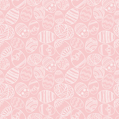 Vector seamless simple pattern with ornamental eggs. Easter holiday green background for printing on fabric, paper for scrapbooking.