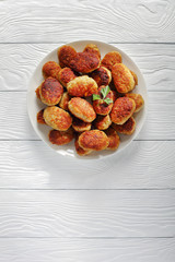  fried hot meat cutlets, top view