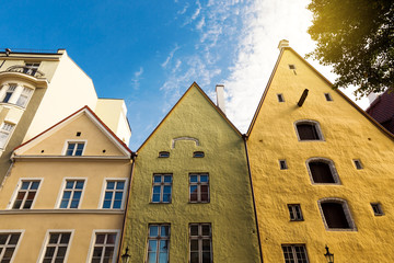 colorful houses on streets of Old Town in Tallinn