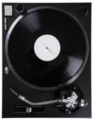 Turntable with black record and headshell